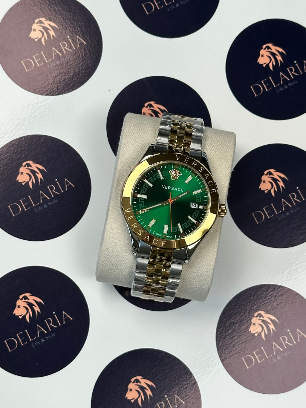 Versace 42 mm Green Dial Gold-Silver Jubile