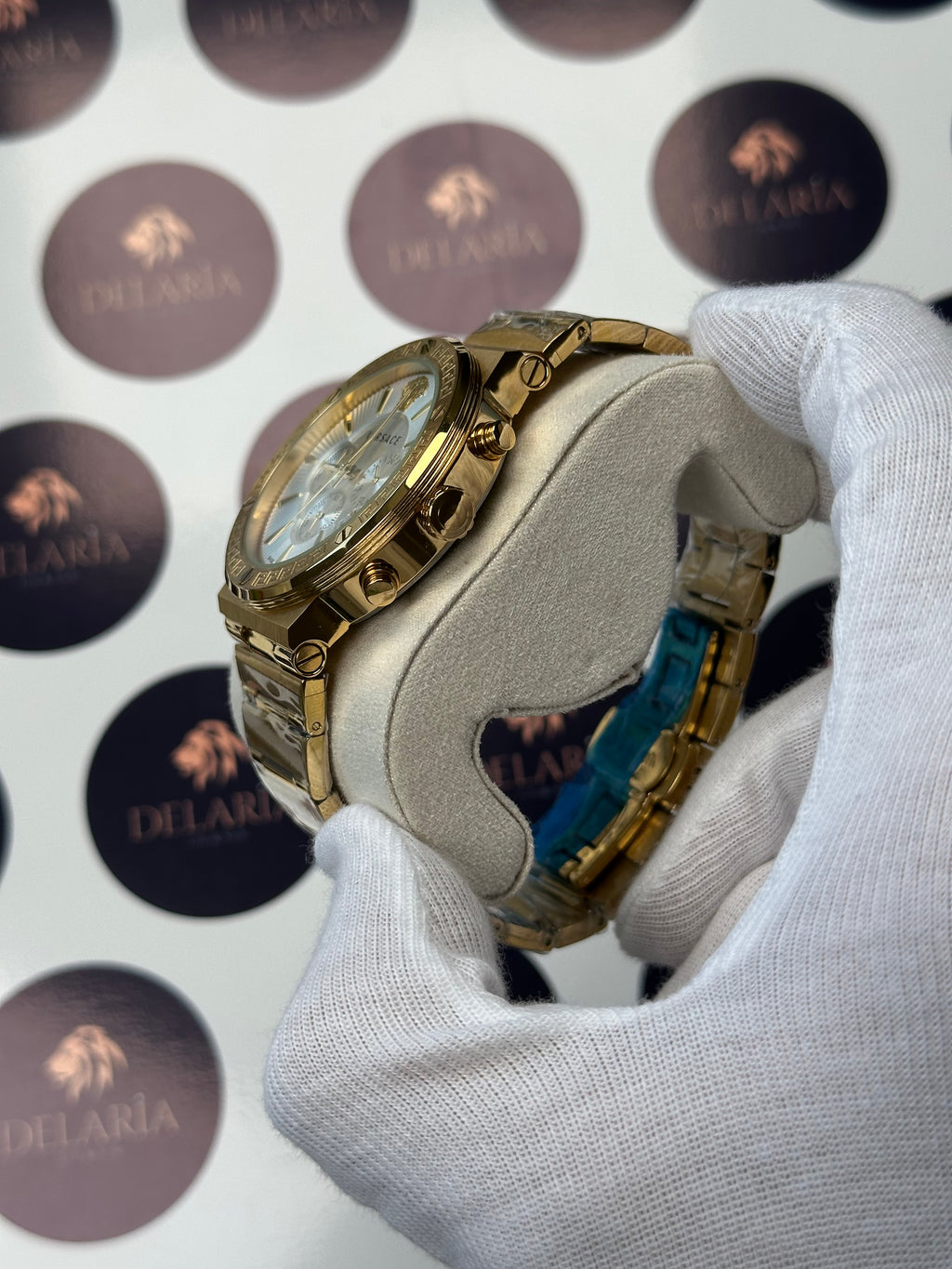 VERSACE 43 MM CHRONOGRAPH WHITE DIAL GOLD