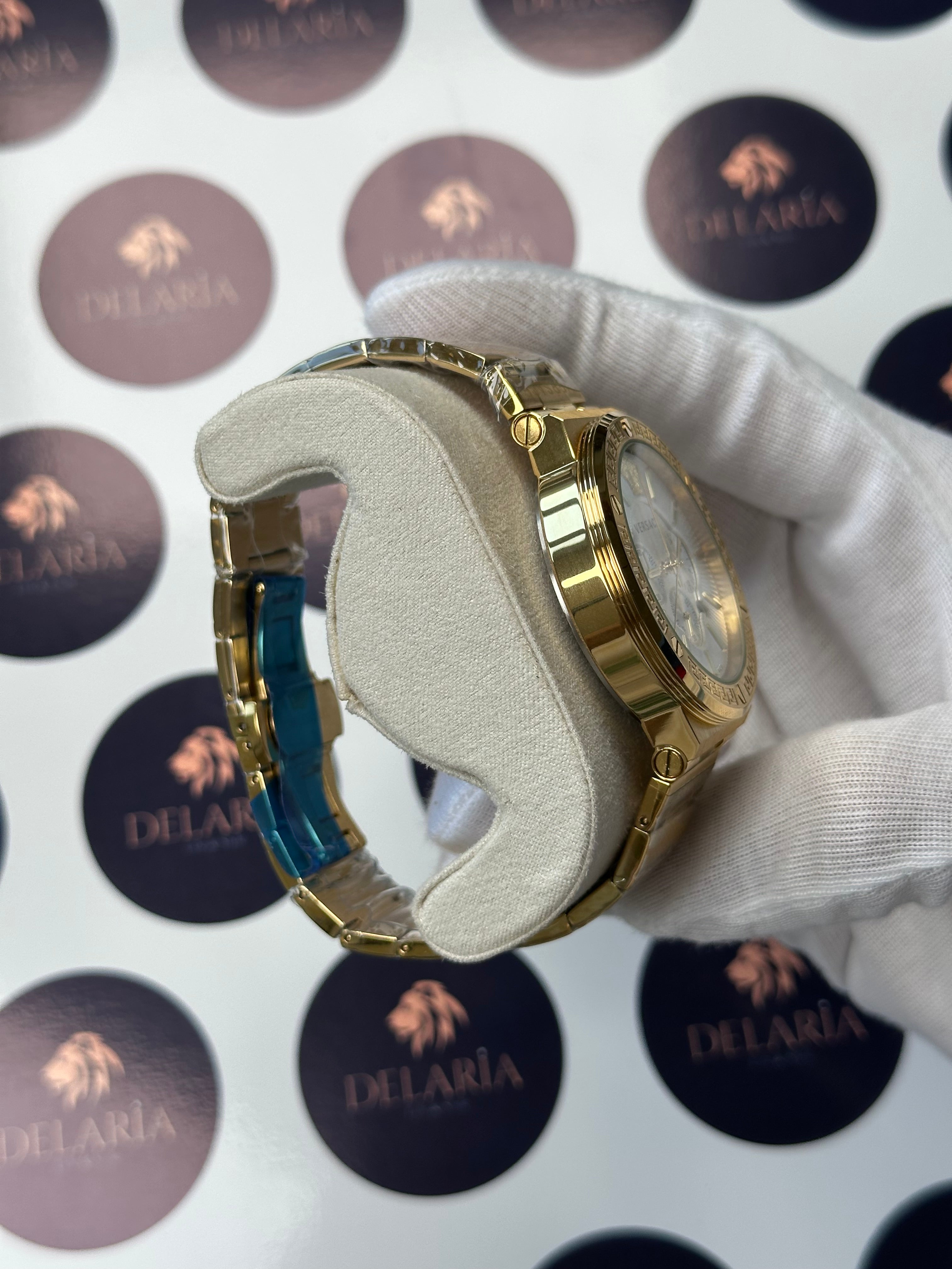 VERSACE 43 MM CHRONOGRAPH WHITE DIAL GOLD