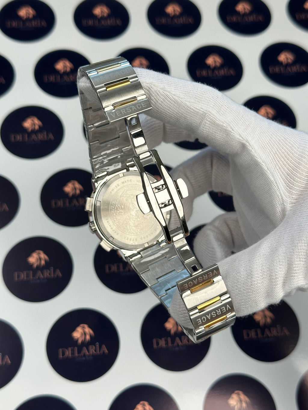 VERSACE 43 MM CHRONOGRAPH BLUE DIAL GOLD-SILVER