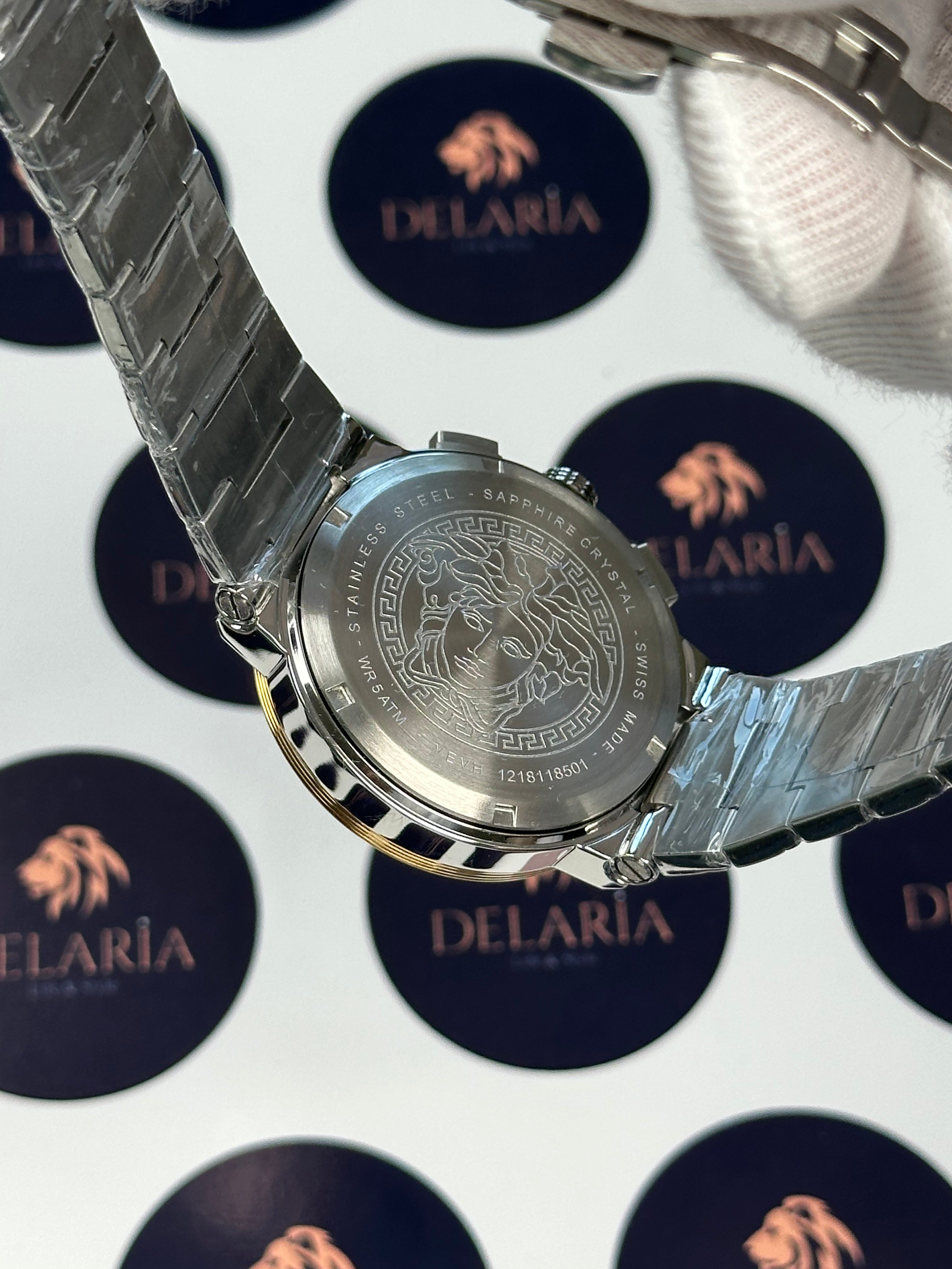 VERSACE 43 MM CHRONOGRAPH BLUE DIAL GOLD-SILVER