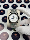 ROLEX DATEJUST 41 MM WHITE DIAL BLUE WHO CARES I'M ALREADY LATE SILVER JUBILE