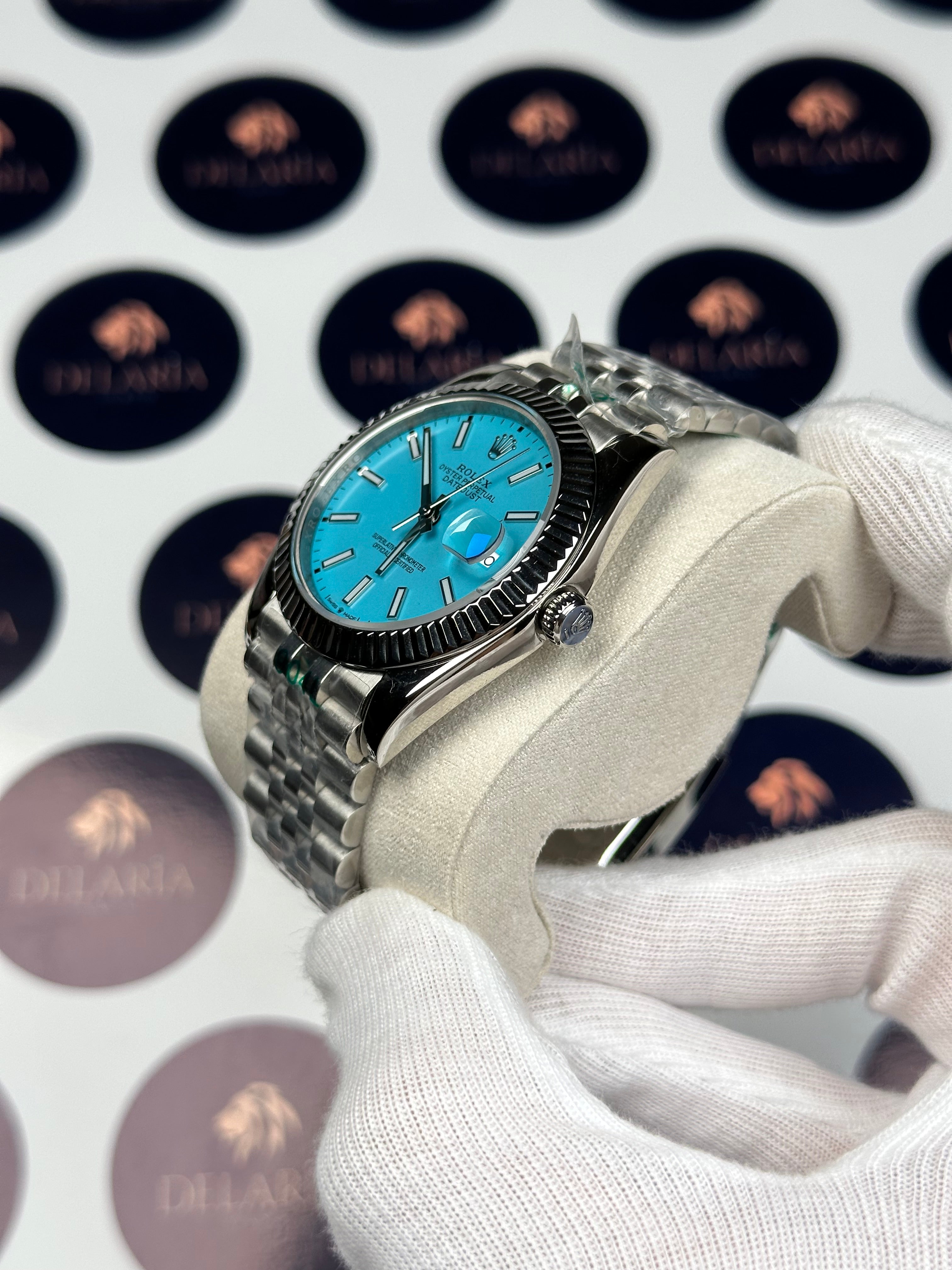 ROLEX DATEJUST 41 MM TURQUOISE DIAL SILVER JUBILE
