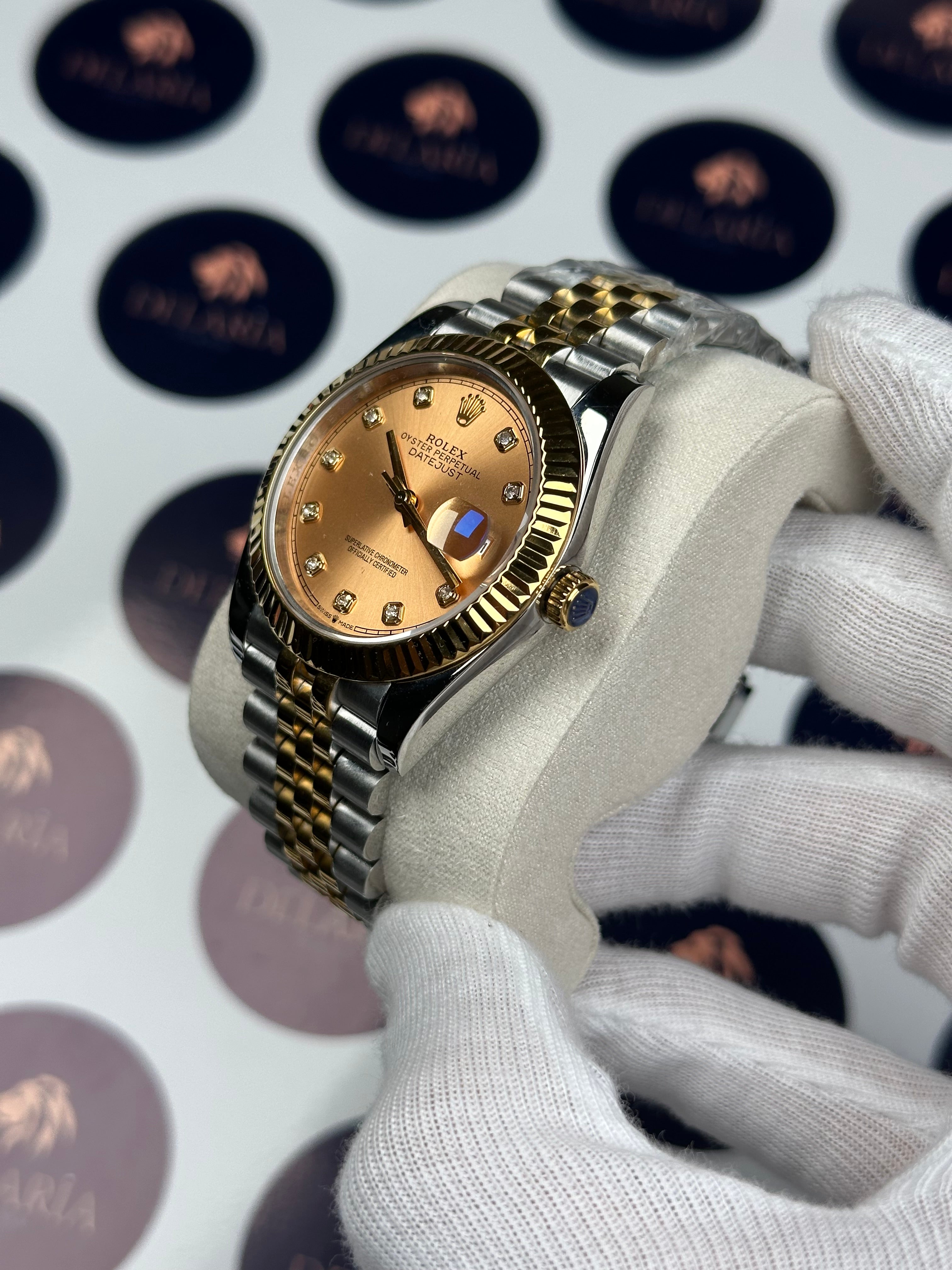 ROLEX DATEJUST 41 MM GOLD DIAL DIAMOND INDEX GOLD-SILVER JUBILE