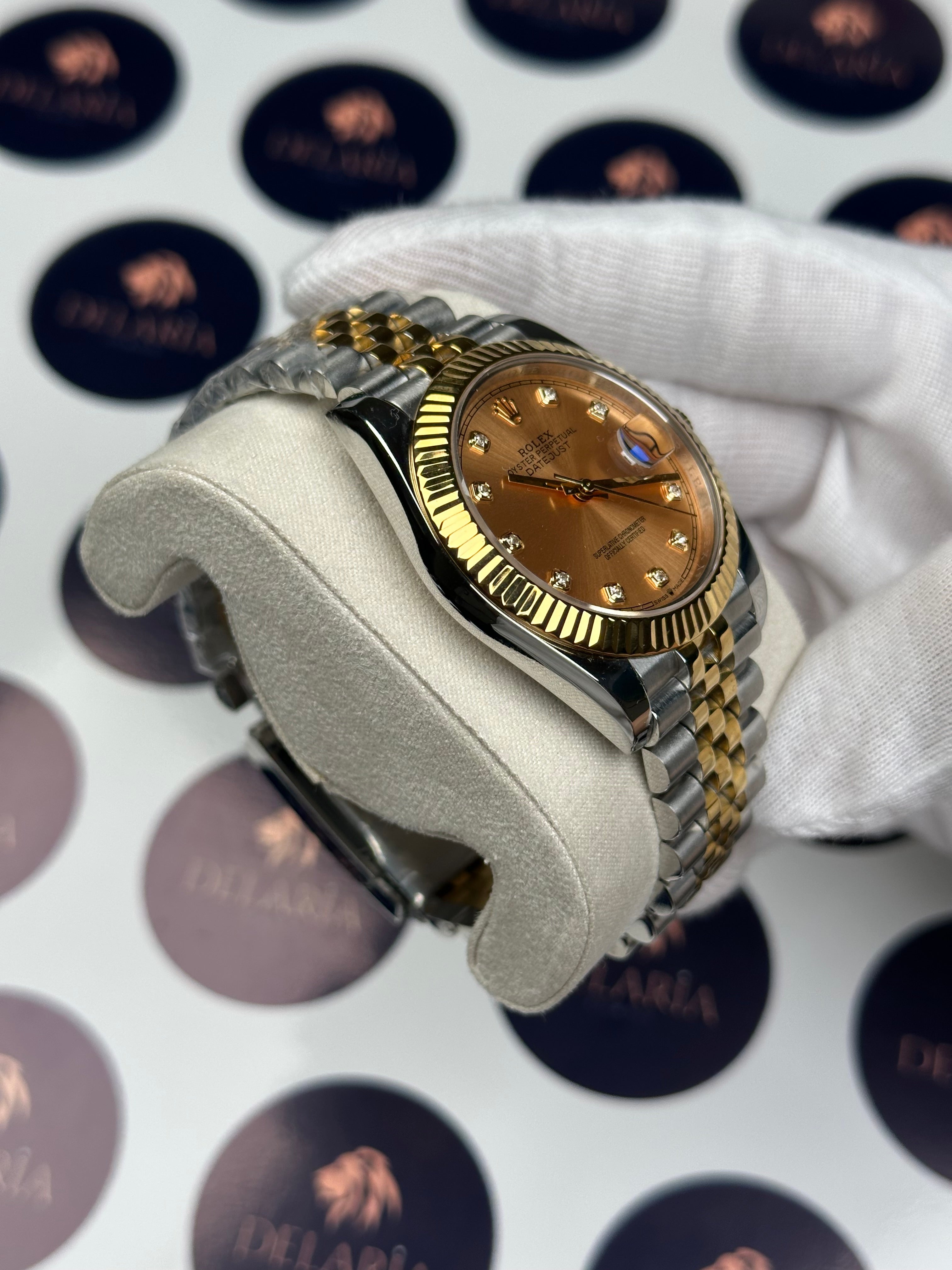 ROLEX DATEJUST 41 MM GOLD DIAL DIAMOND INDEX GOLD-SILVER JUBILE