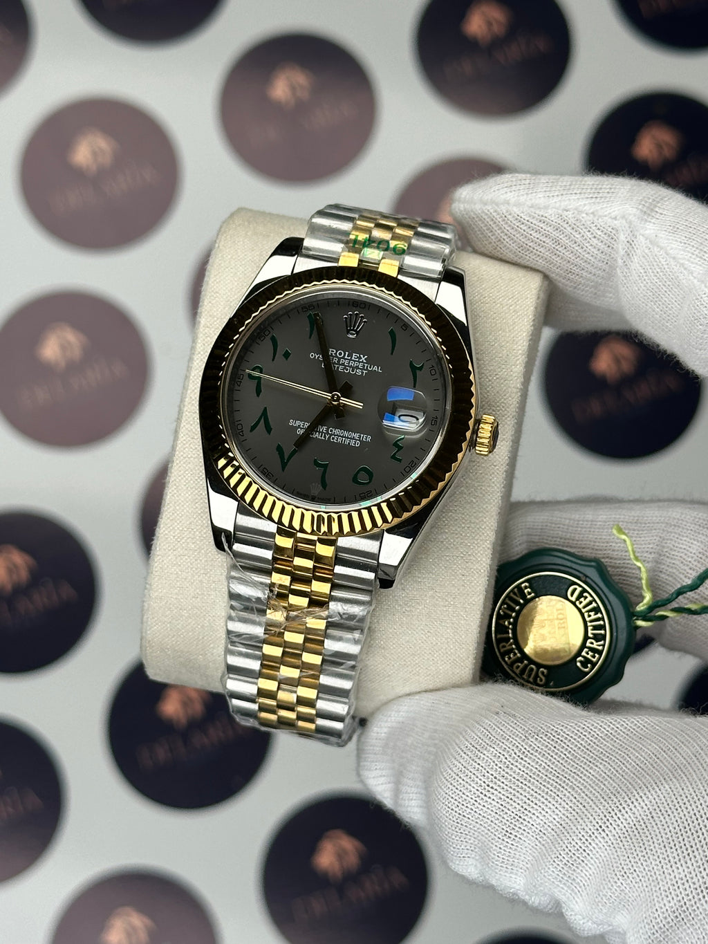 ROLEX DATEJUST 41 MM WIMBLEDON ARABIC INDEX GOLD-SILVER JUBILE