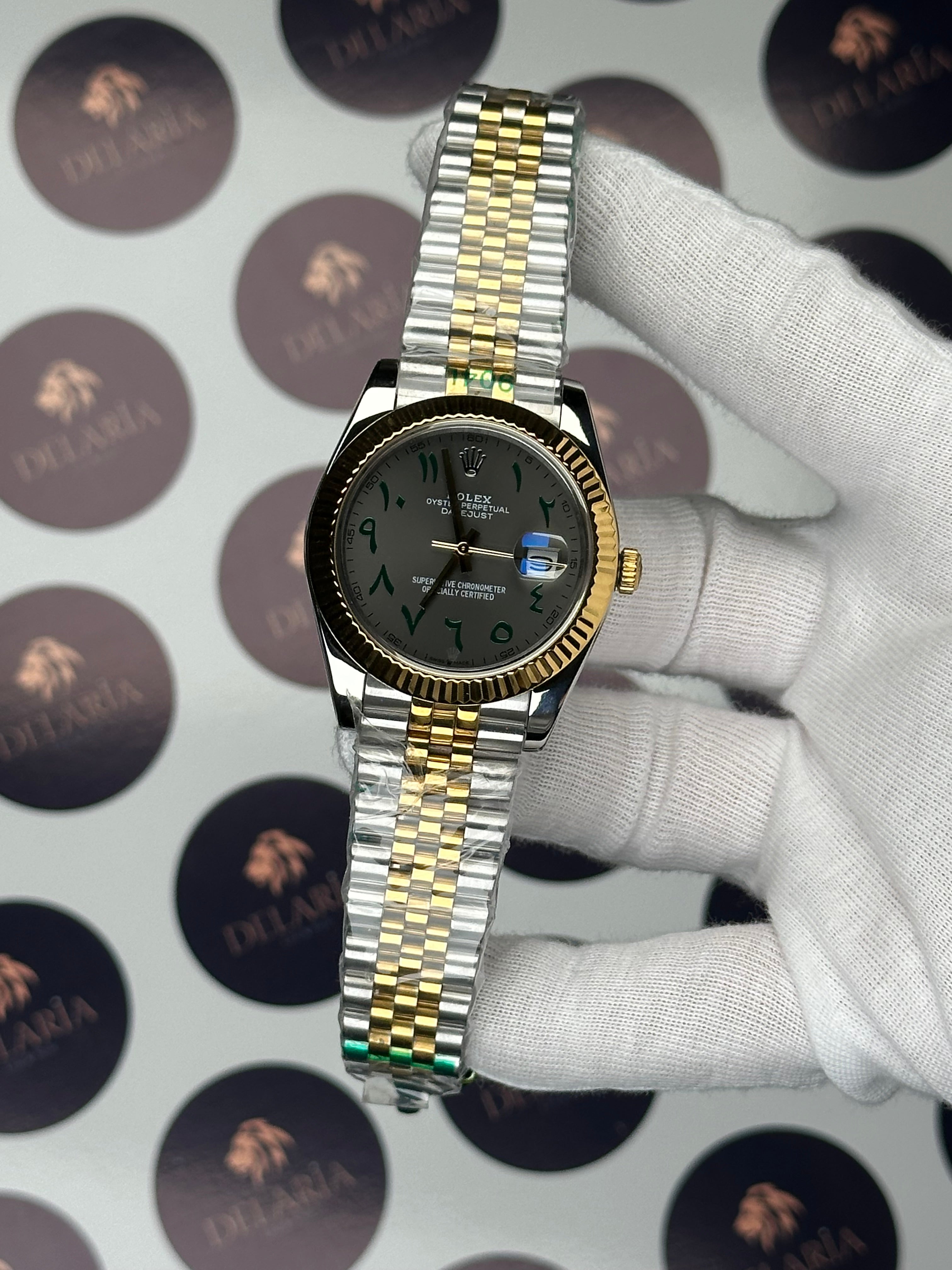 ROLEX DATEJUST 41 MM WIMBLEDON ARABIC INDEX GOLD-SILVER JUBILE
