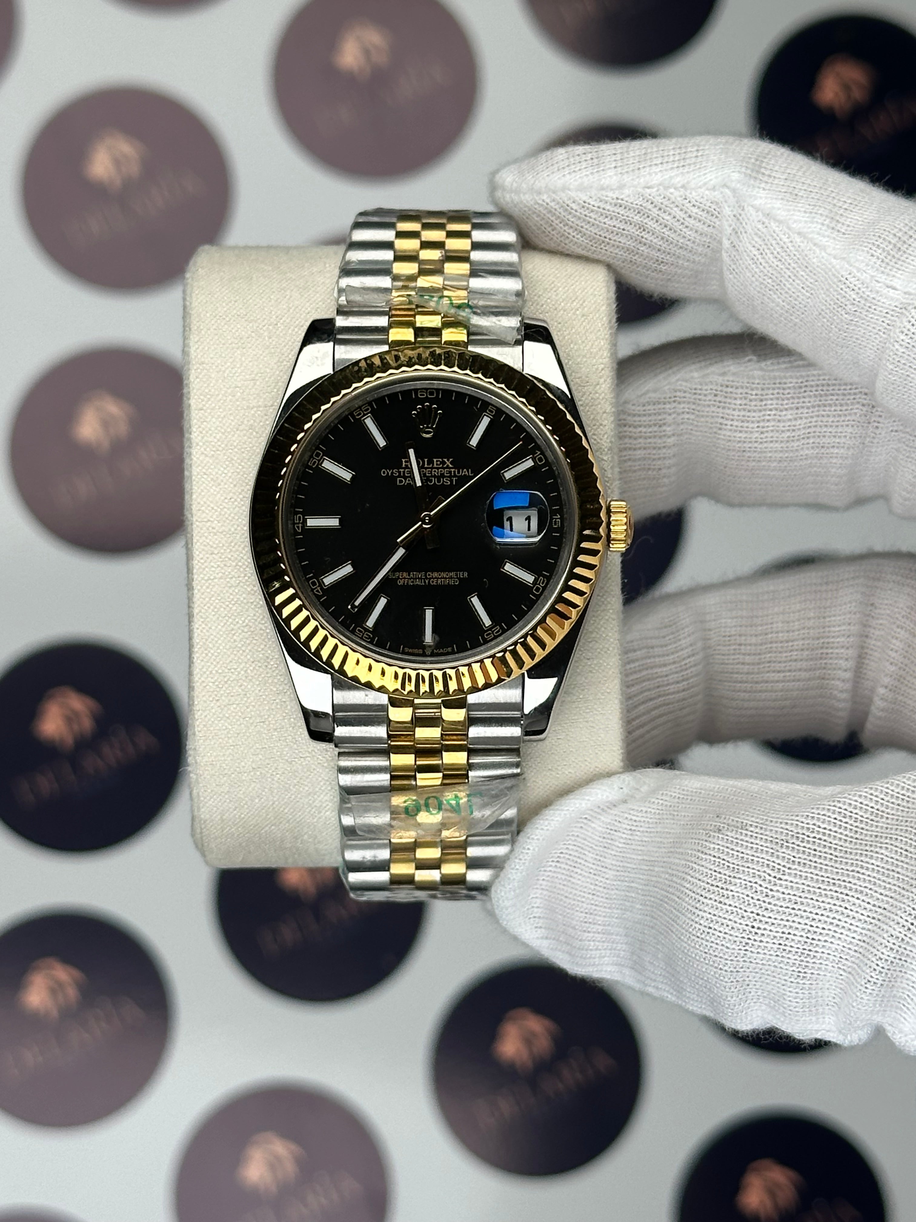 ROLEX DATEJUST 41 MM BLACK DIAL GOLD-SILVER JUBILE