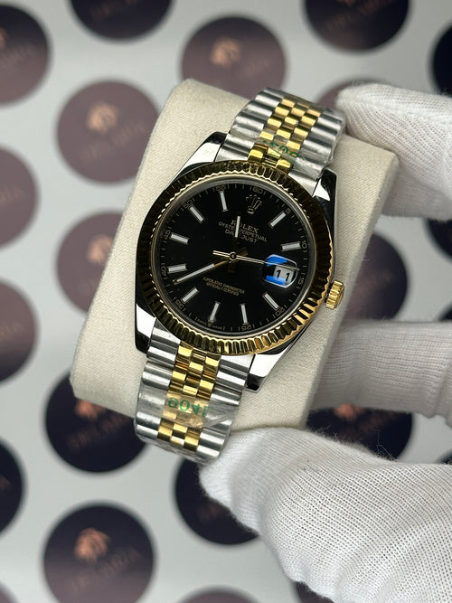 ROLEX DATEJUST 41 MM BLACK DIAL GOLD-SILVER JUBILE