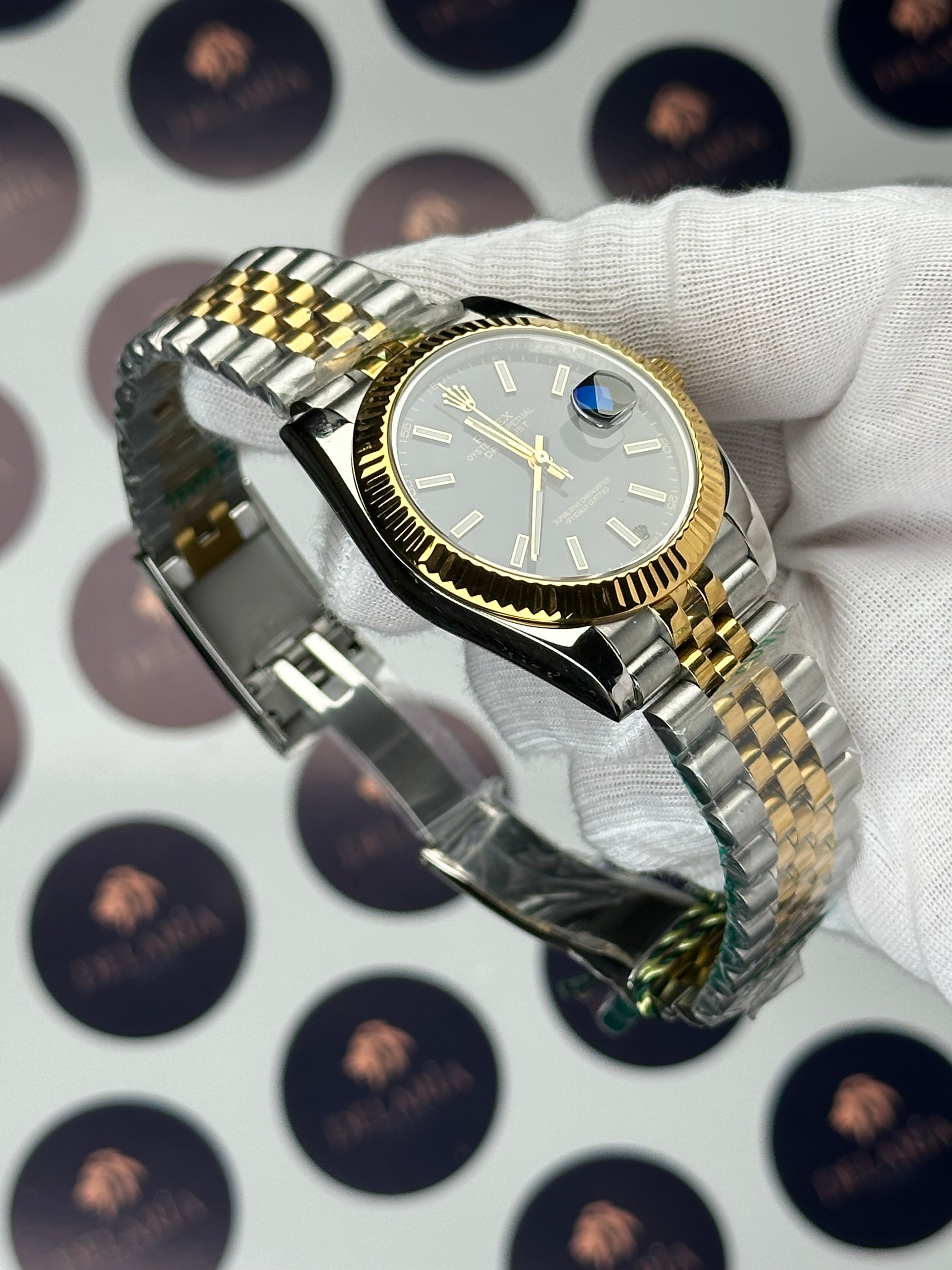 ROLEX DATEJUST 41 MM BLACK DIAL GOLD-SILVER JUBILE