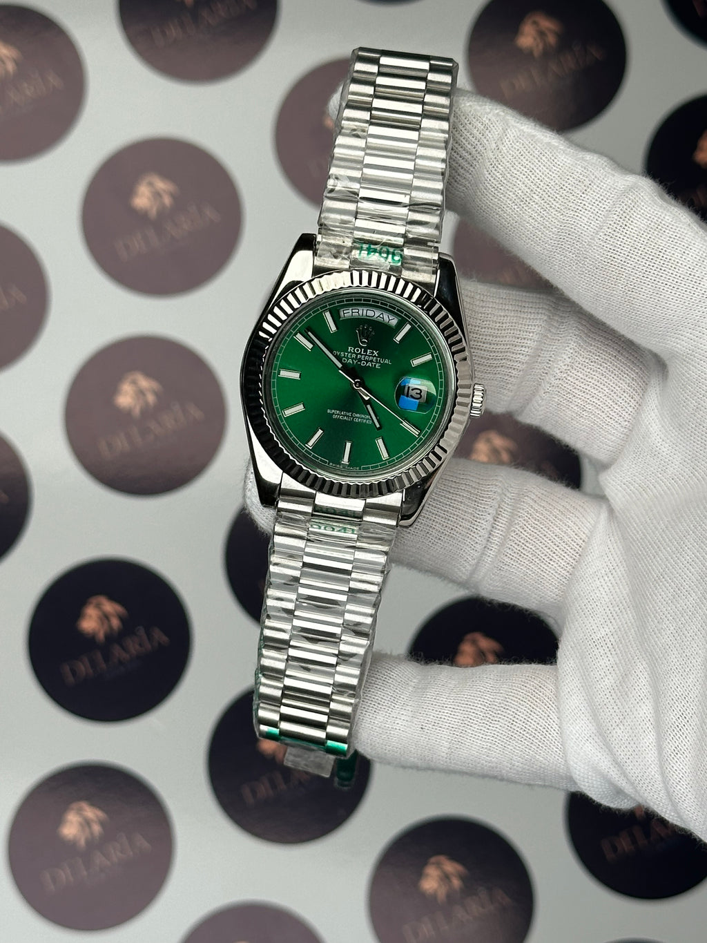 ROLEX DAY-DATE 40 MM GREEN DIAL SILVER PRESIDENT