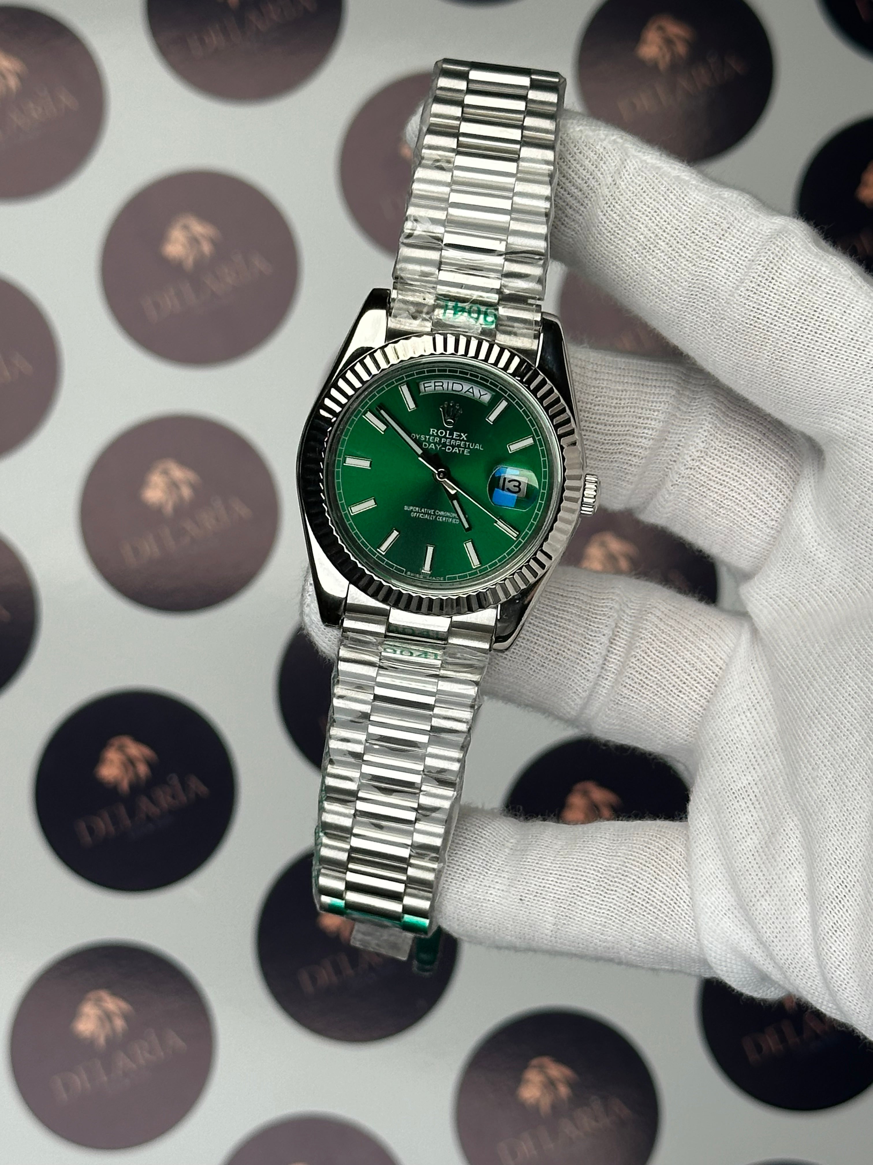 ROLEX DAY-DATE 40 MM GREEN DIAL SILVER PRESIDENT
