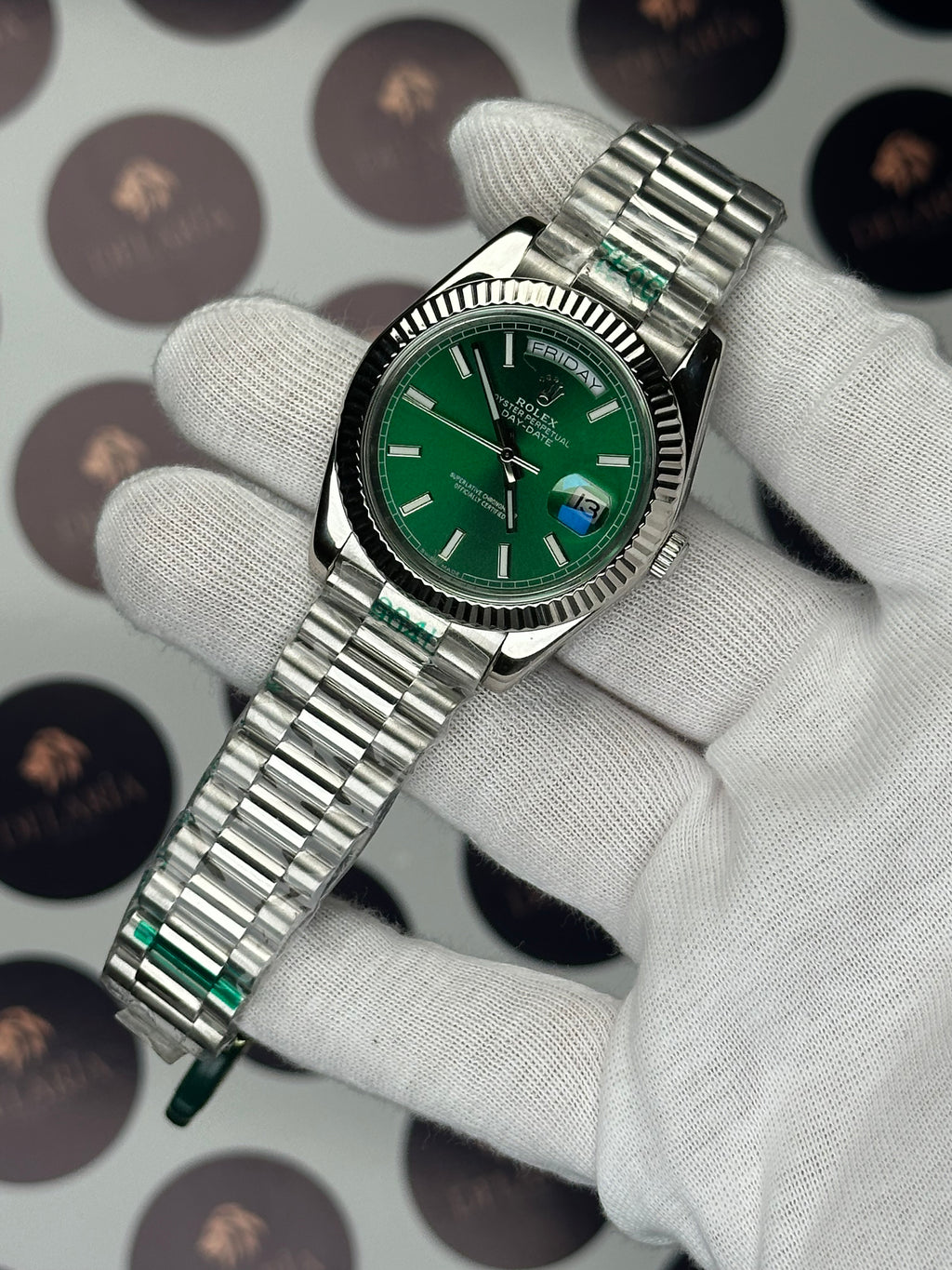 ROLEX DAY-DATE 40 MM GREEN DIAL SILVER PRESIDENT