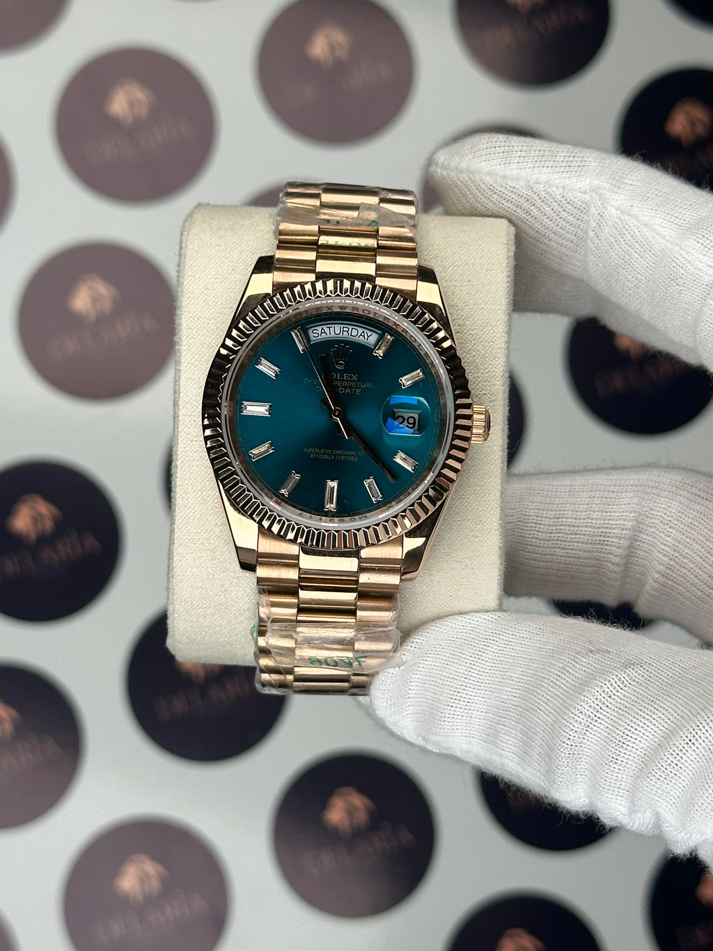 ROLEX DAY-DATE NIGHT BLUE DIAL DIAMOND INDEX ROSE PRESIDENT