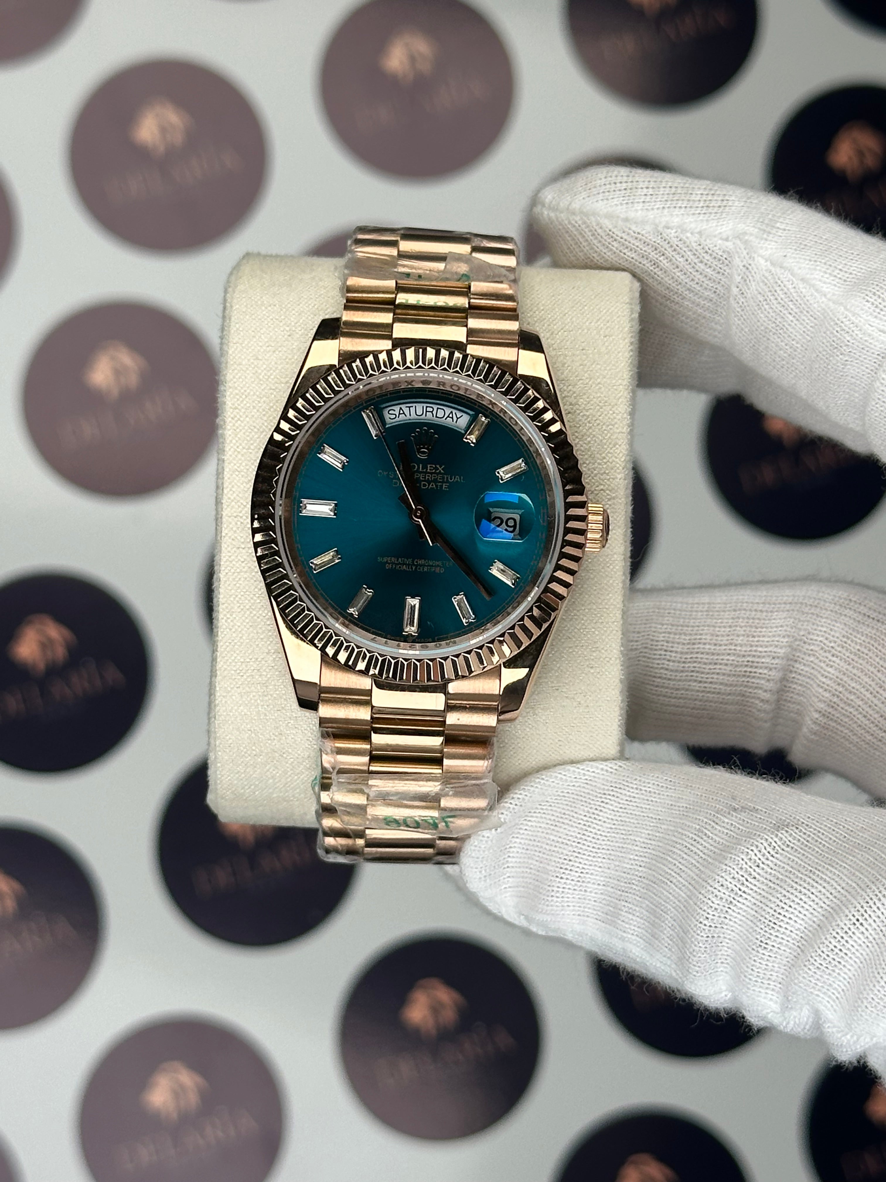 ROLEX DAY-DATE NIGHT BLUE DIAL DIAMOND INDEX ROSE PRESIDENT