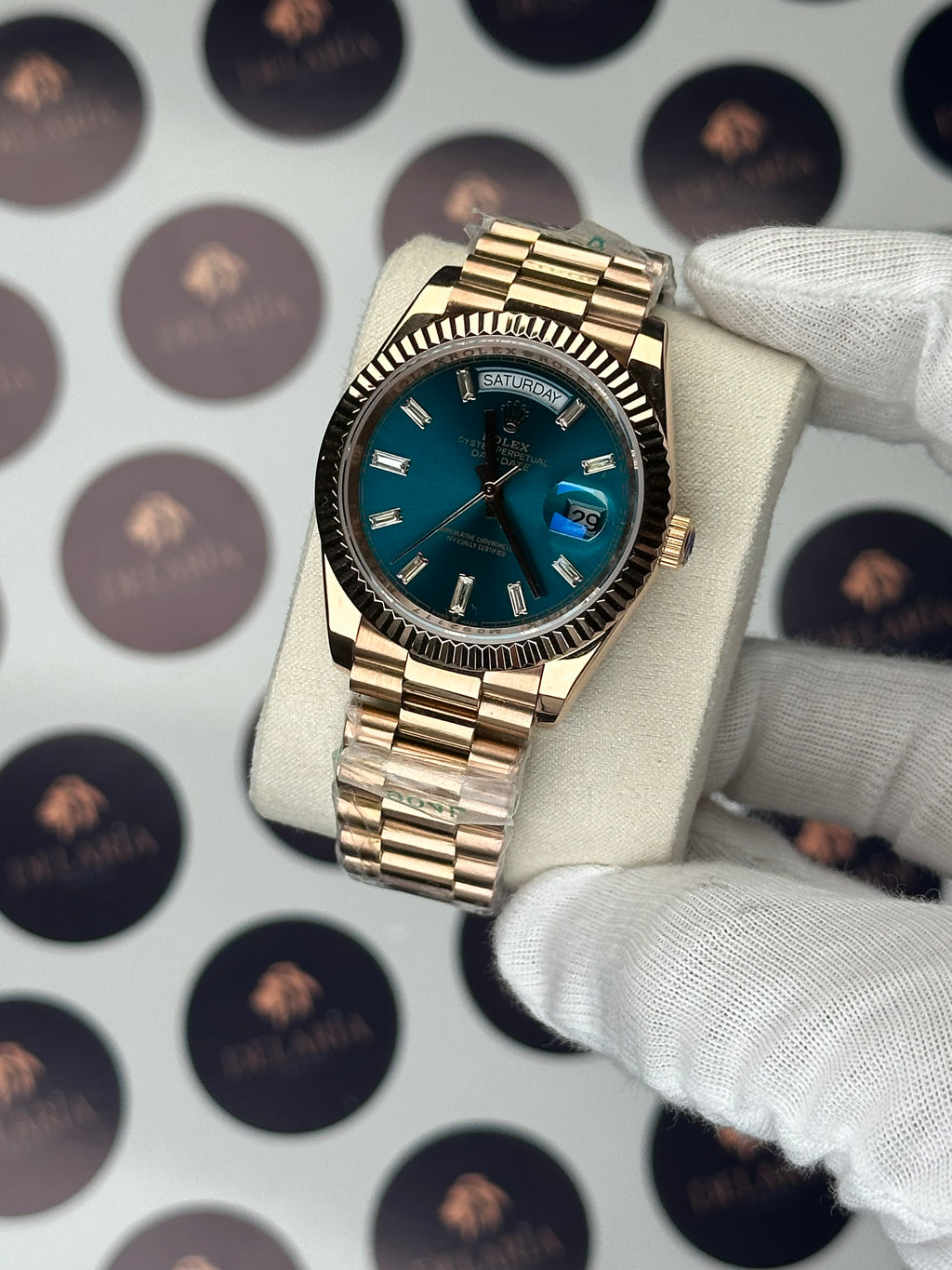 ROLEX DAY-DATE NIGHT BLUE DIAL DIAMOND INDEX ROSE PRESIDENT