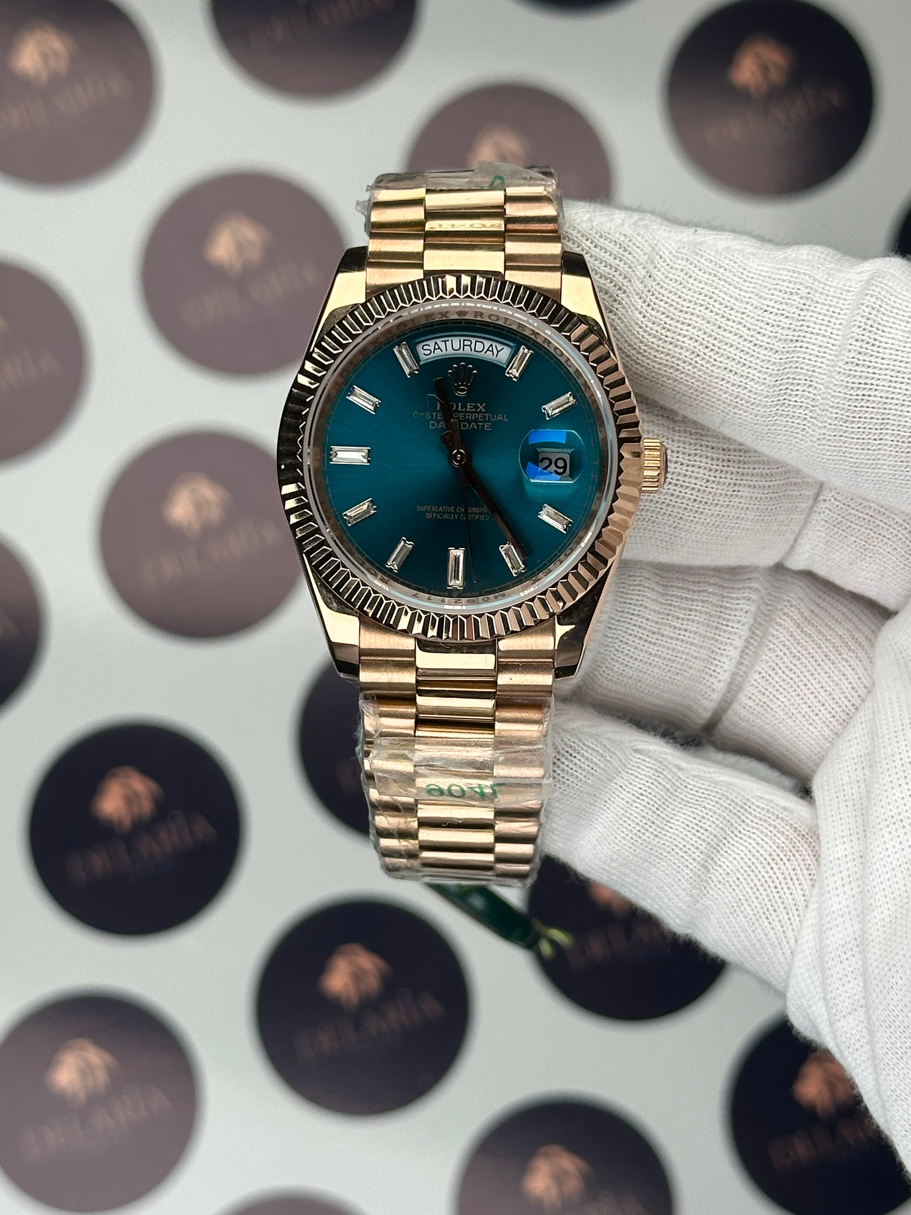 ROLEX DAY-DATE NIGHT BLUE DIAL DIAMOND INDEX ROSE PRESIDENT