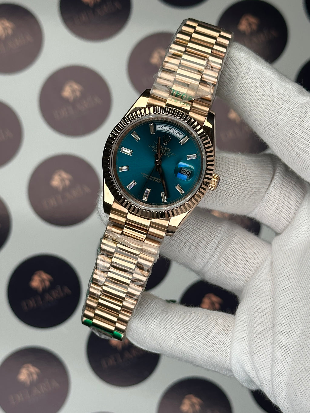ROLEX DAY-DATE NIGHT BLUE DIAL DIAMOND INDEX ROSE PRESIDENT