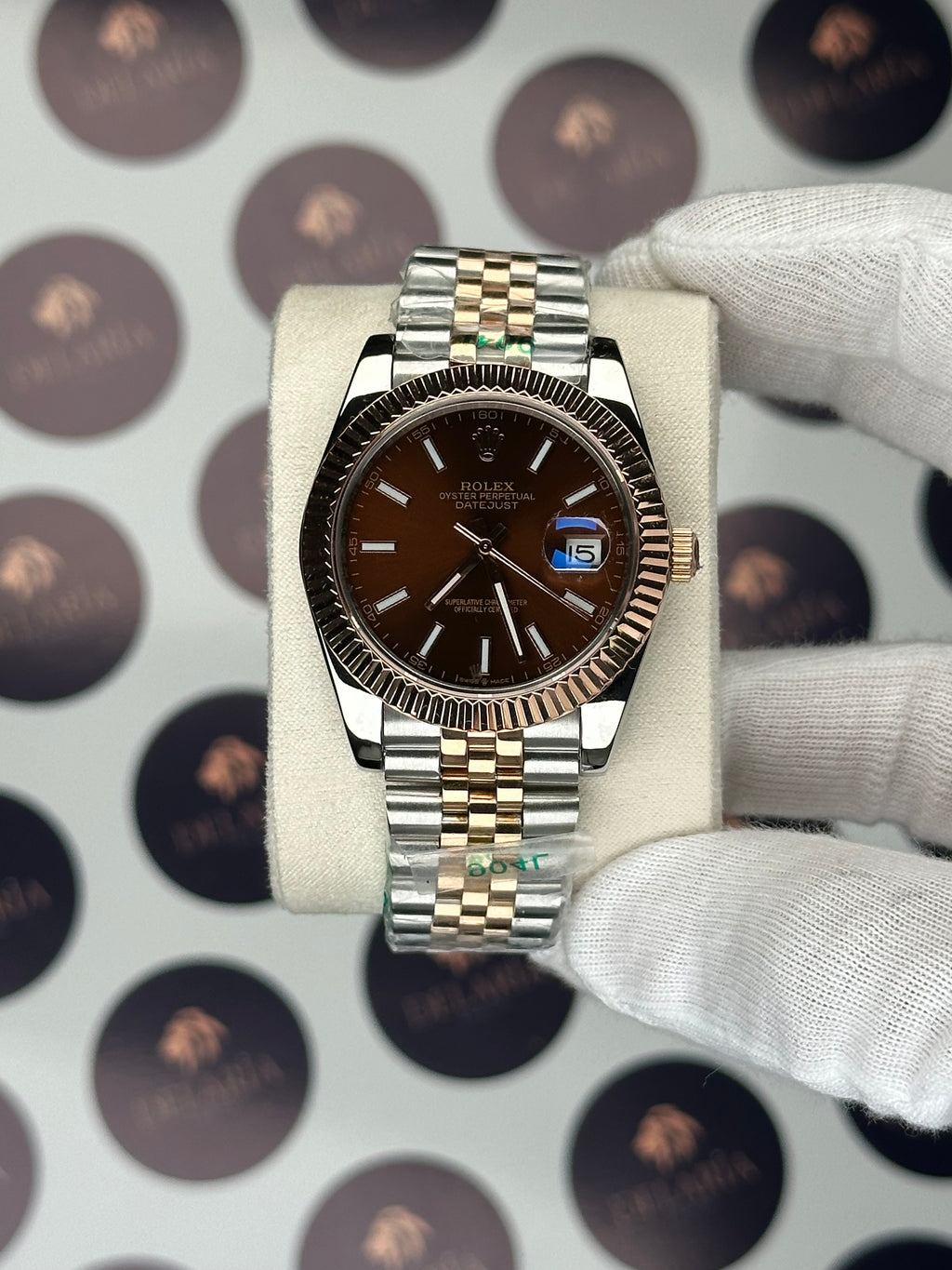 ROLEX DATEJUST 41 MM CHOCOLATE DIAL ROSE-SILVER JUBILE