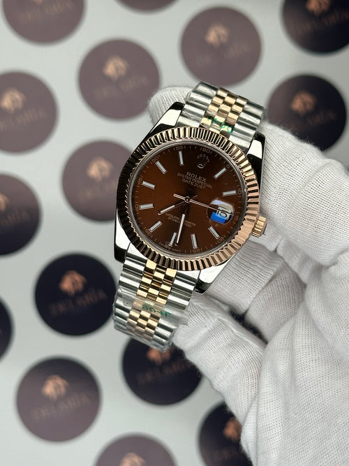 ROLEX DATEJUST 41 MM CHOCOLATE DIAL ROSE-SILVER JUBILE
