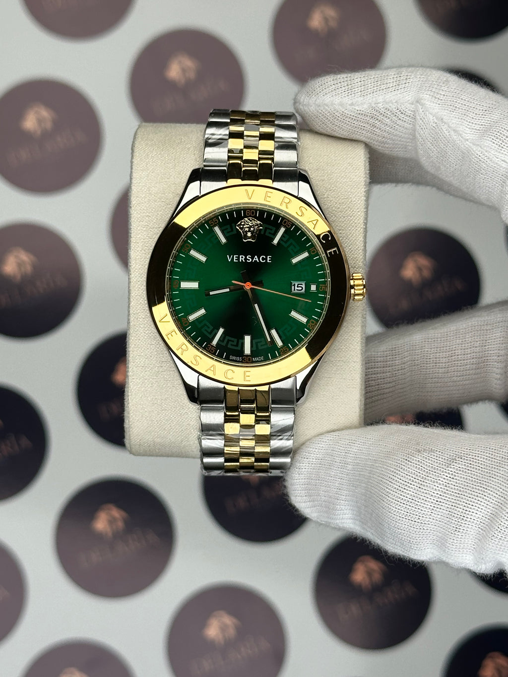 Versace 42 mm Green Dial Gold-Silver Jubile